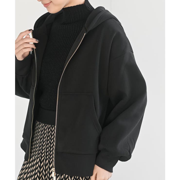 ブラック | 裏起毛ショートジップパーカー | rps