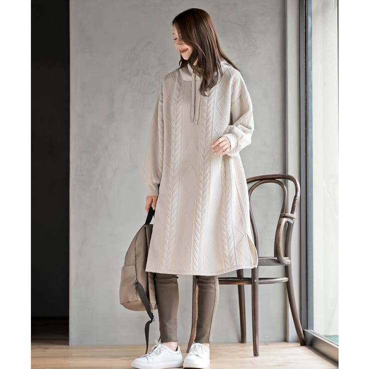 ケーブル柄パーカーワンピース | rps | 詳細画像11 