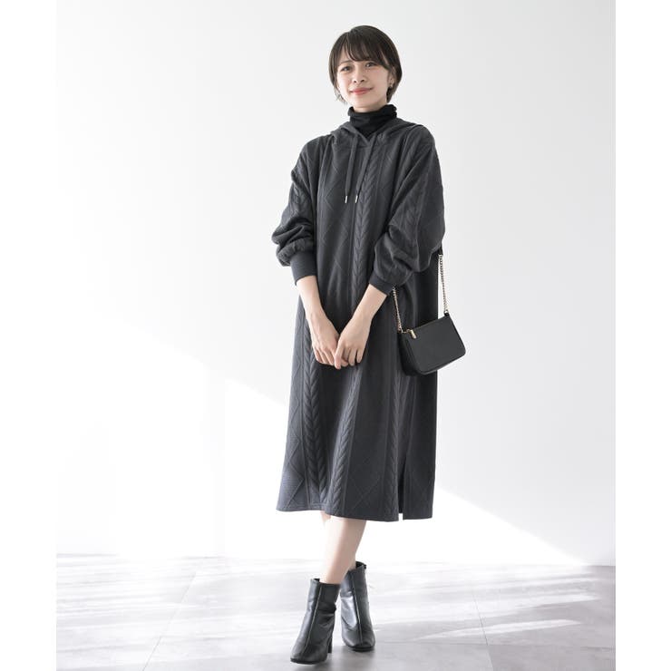 ケーブル柄パーカーワンピース | rps | 詳細画像12 