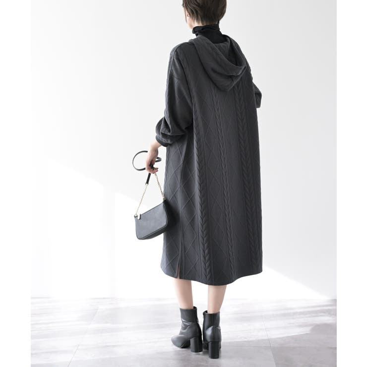 ケーブル柄パーカーワンピース | rps | 詳細画像14 