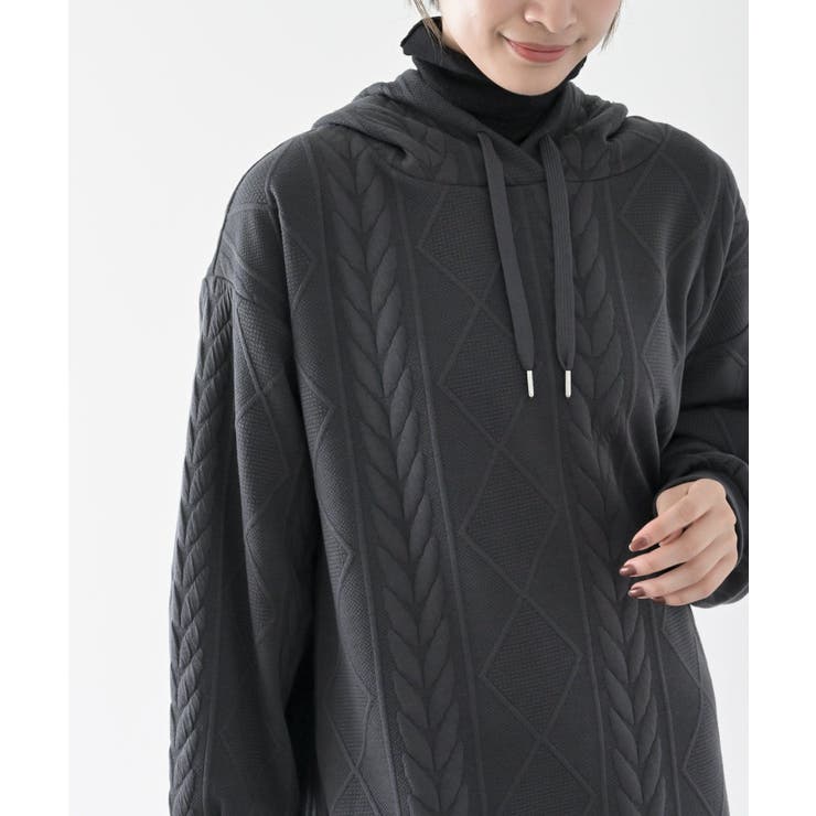 ケーブル柄パーカーワンピース | rps | 詳細画像16 