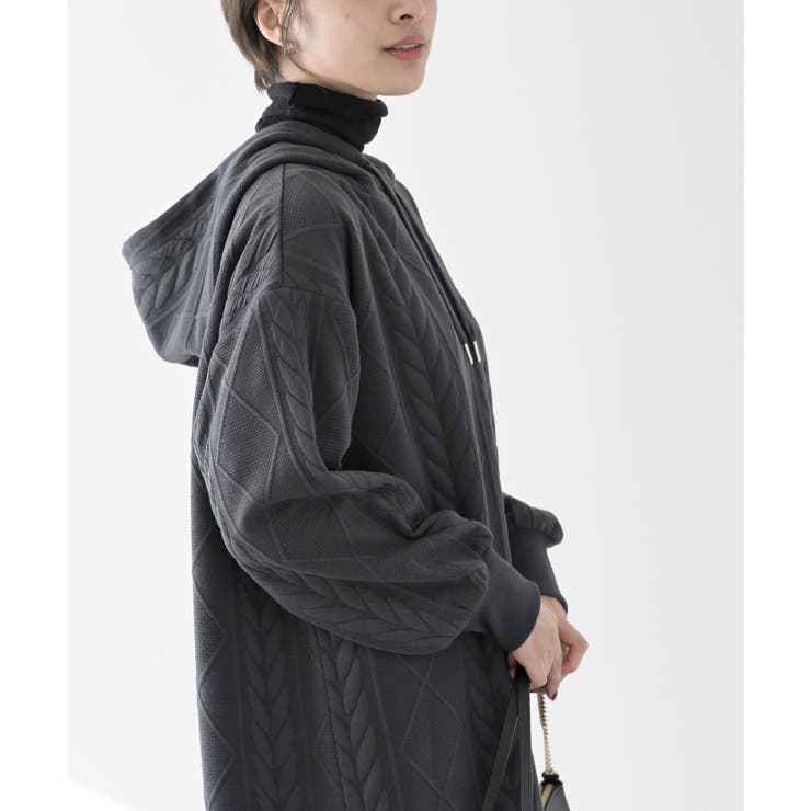 ケーブル柄パーカーワンピース | rps | 詳細画像17 