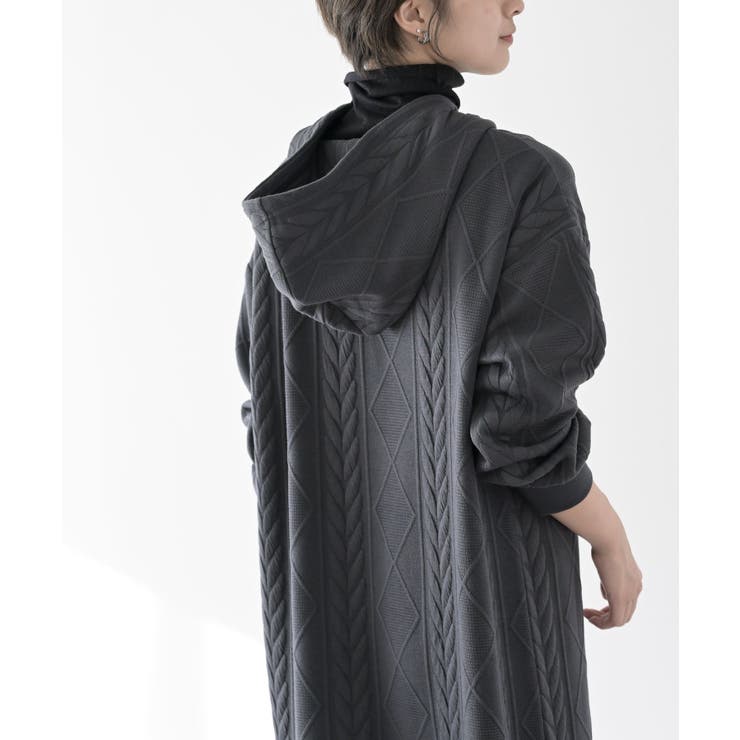 ケーブル柄パーカーワンピース | rps | 詳細画像18 