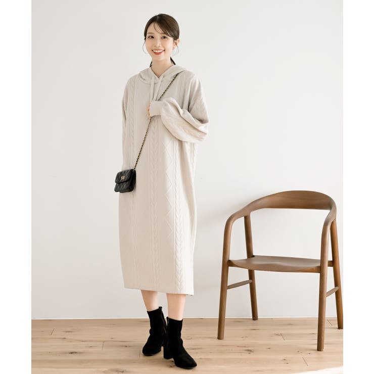 ケーブル柄パーカーワンピース | rps | 詳細画像2 