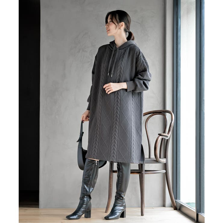 ケーブル柄パーカーワンピース | rps | 詳細画像21 