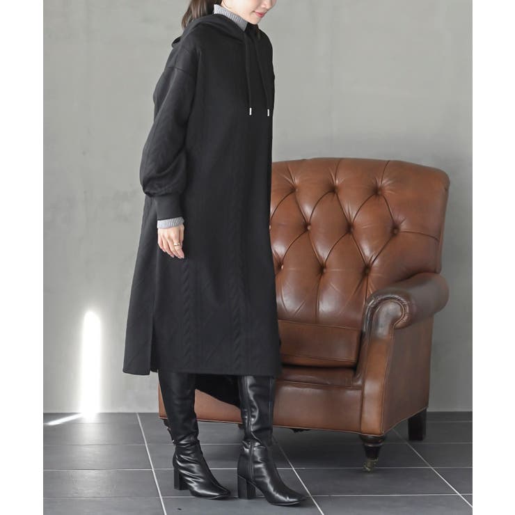 ケーブル柄パーカーワンピース | rps | 詳細画像25 