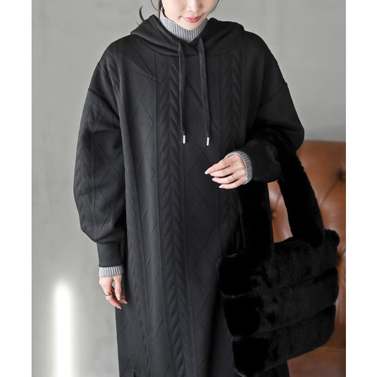 ケーブル柄パーカーワンピース | rps | 詳細画像26 