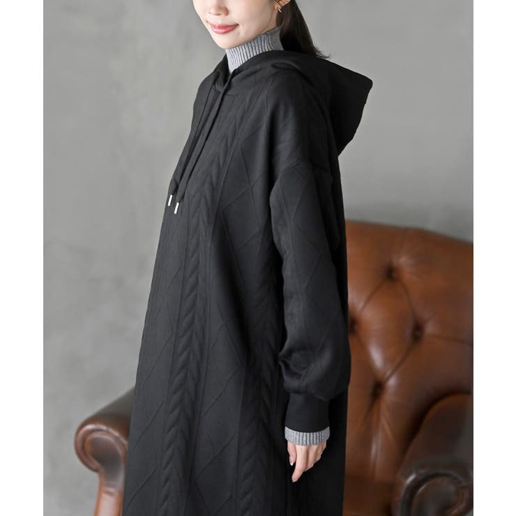 ケーブル柄パーカーワンピース | rps | 詳細画像27 