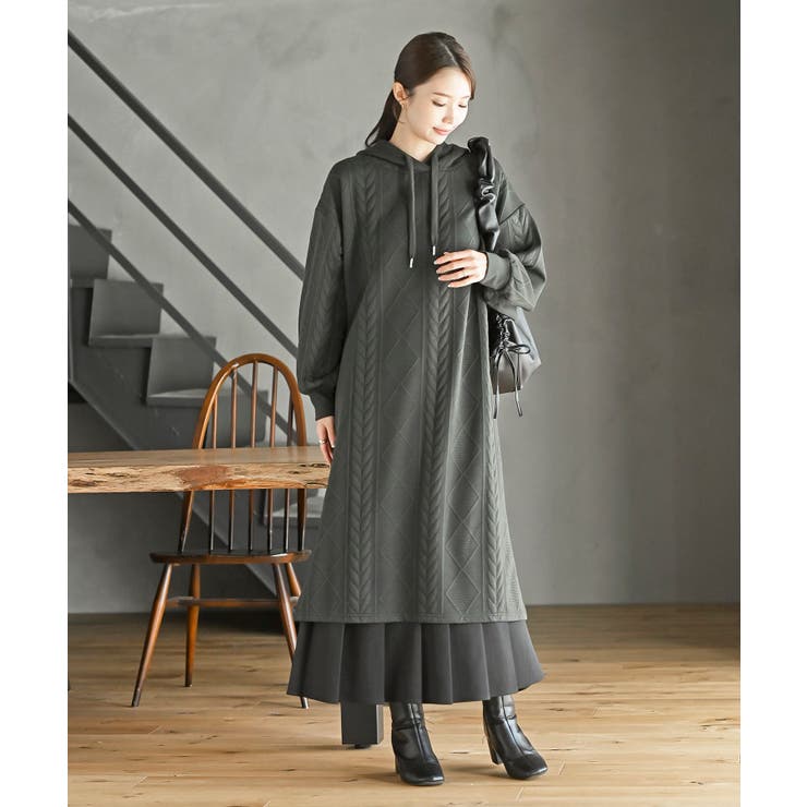 ケーブル柄パーカーワンピース | rps | 詳細画像33 