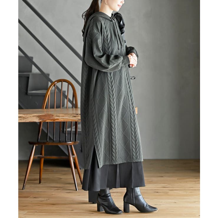 ケーブル柄パーカーワンピース | rps | 詳細画像36 