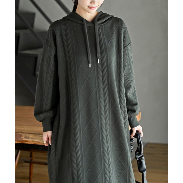 ケーブル柄パーカーワンピース | rps | 詳細画像37 