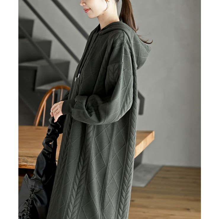 ケーブル柄パーカーワンピース | rps | 詳細画像38 