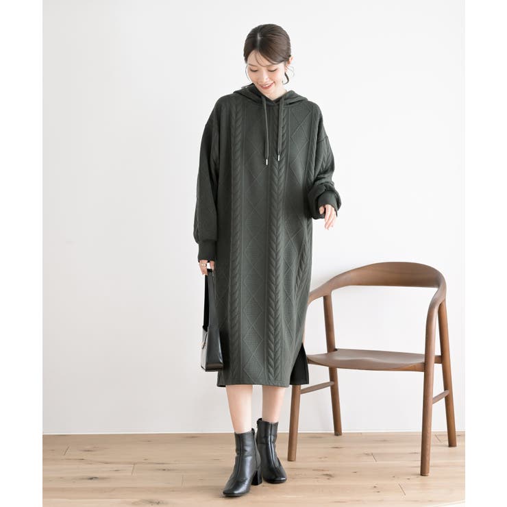 ケーブル柄パーカーワンピース | rps | 詳細画像43 