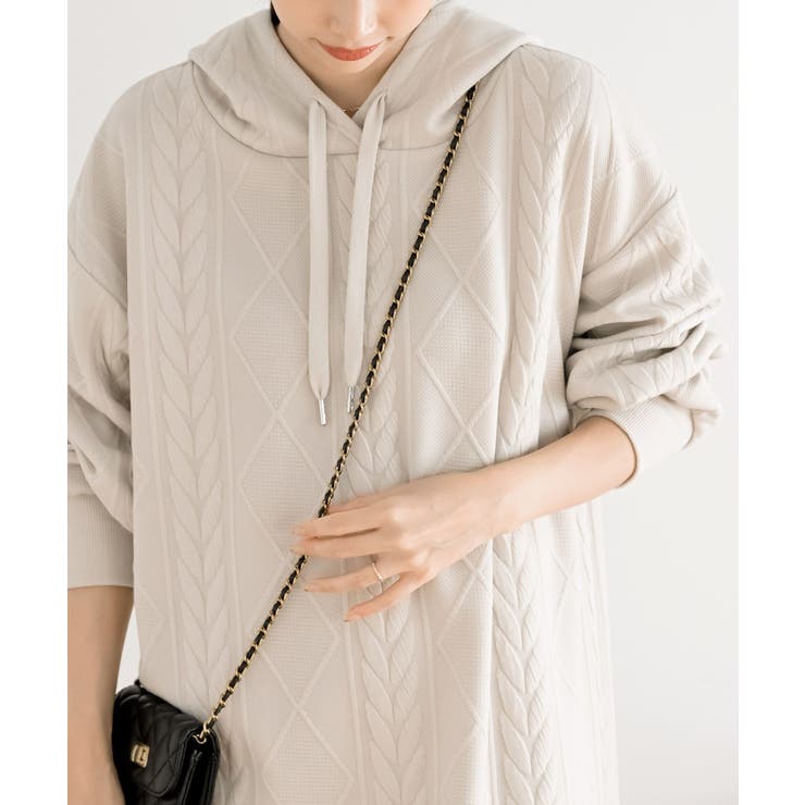 ケーブル柄パーカーワンピース | rps | 詳細画像6 