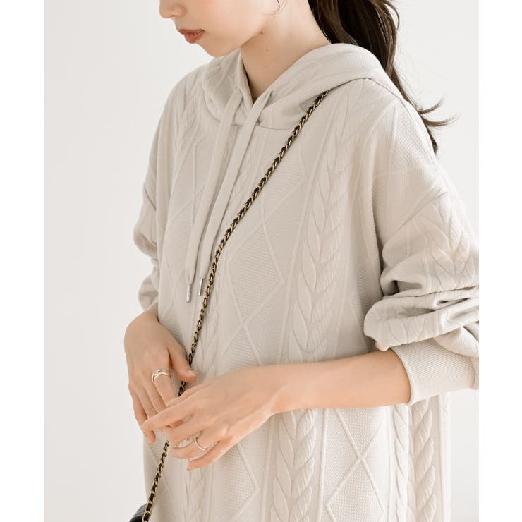 ケーブル柄パーカーワンピース | rps | 詳細画像7 