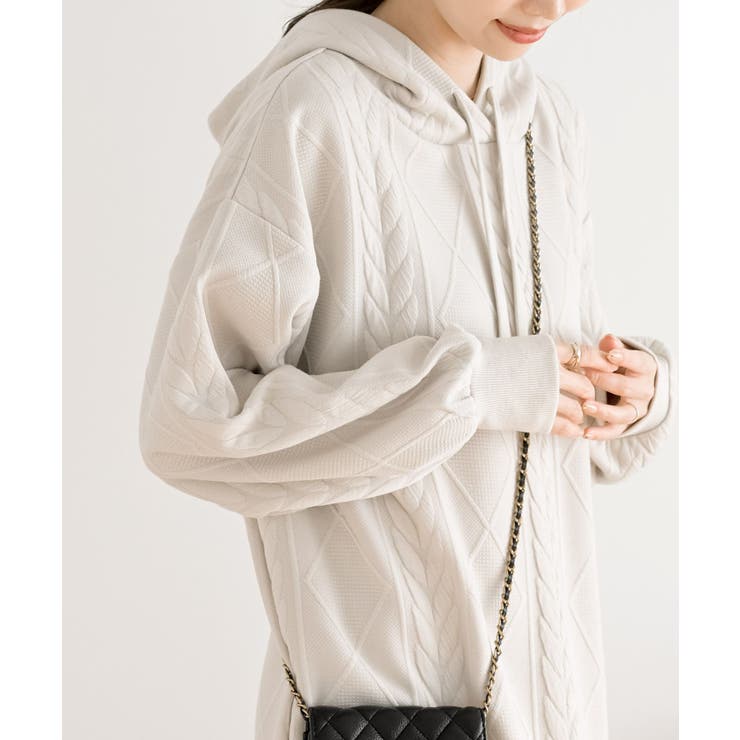 ケーブル柄パーカーワンピース | rps | 詳細画像9 