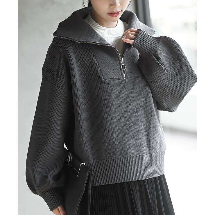 グレー | フロントＺＩＰフェイクニットプルオーバー | rps