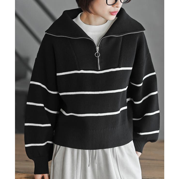 ブラック2 | フロントＺＩＰフェイクニットプルオーバー | rps