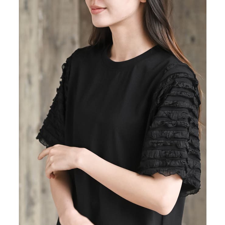 フリルジャガードスリーブ半袖Ｔｅｅ | rps | 詳細画像16 