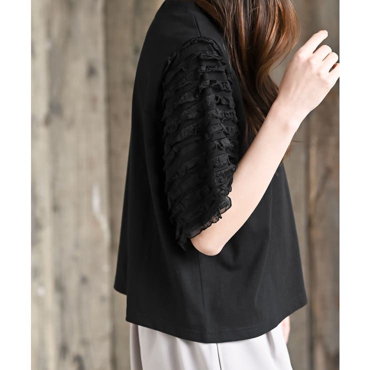 フリルジャガードスリーブ半袖Ｔｅｅ | rps | 詳細画像18 