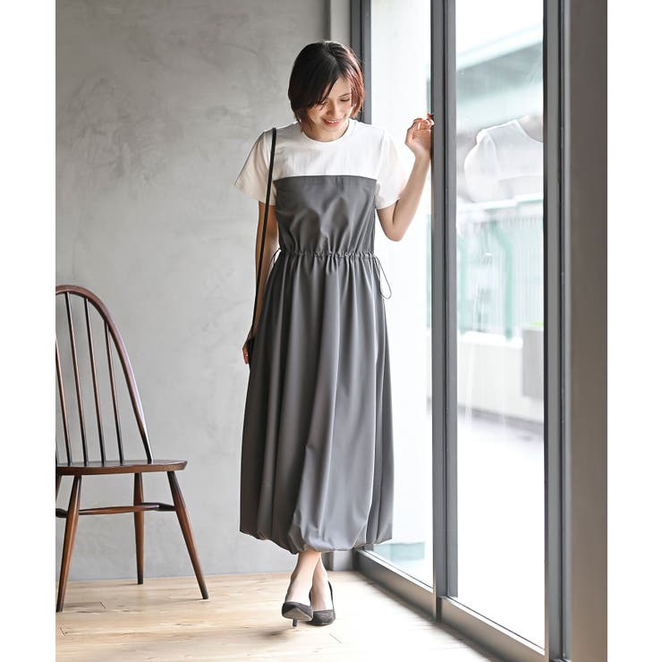 カットレイヤー風ドッキングバルーンワンピース | rps | 詳細画像2 