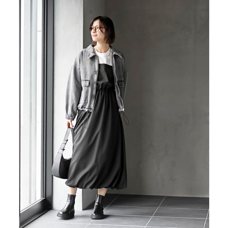 カットレイヤー風ドッキングバルーンワンピース[品番