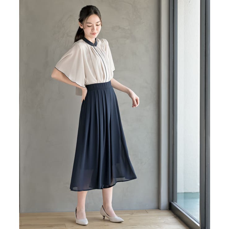 フロントタックバイカラーフレアー袖ブラウス | rps | 詳細画像10 