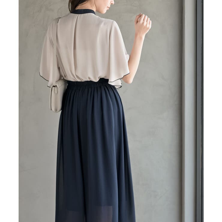 フロントタックバイカラーフレアー袖ブラウス | rps | 詳細画像12 