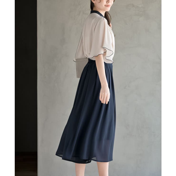 フロントタックバイカラーフレアー袖ブラウス | rps | 詳細画像13 