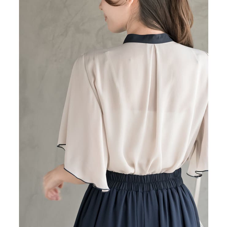 フロントタックバイカラーフレアー袖ブラウス | rps | 詳細画像16 