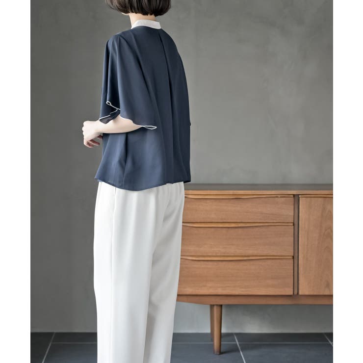 フロントタックバイカラーフレアー袖ブラウス | rps | 詳細画像19 