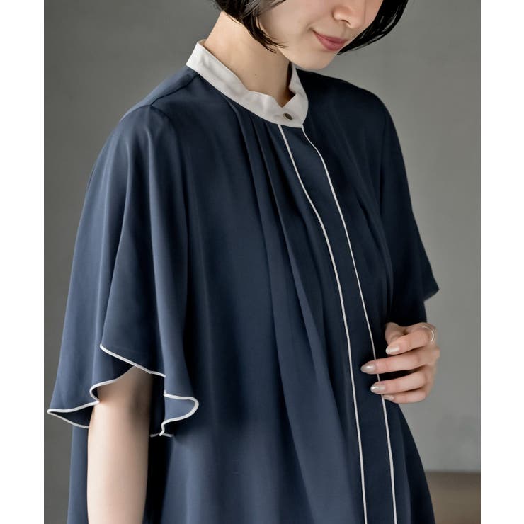 フロントタックバイカラーフレアー袖ブラウス | rps | 詳細画像23 