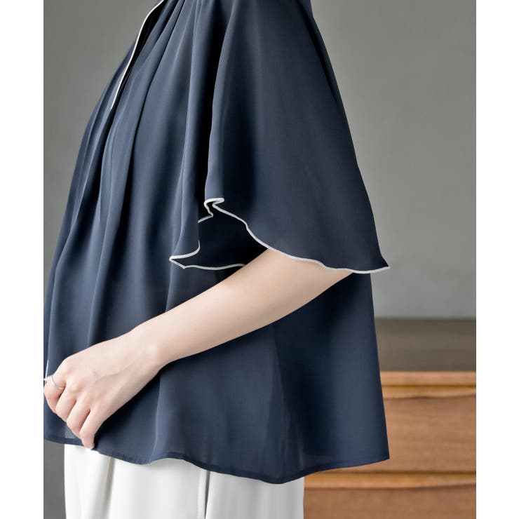 フロントタックバイカラーフレアー袖ブラウス | rps | 詳細画像25 