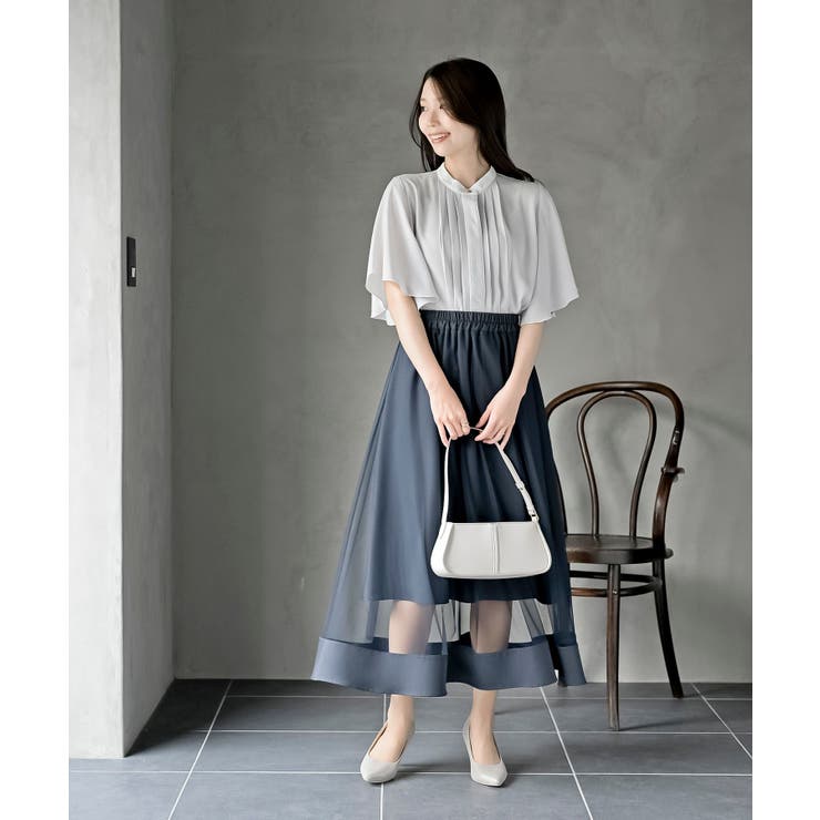 フロントタックバイカラーフレアー袖ブラウス | rps | 詳細画像27 