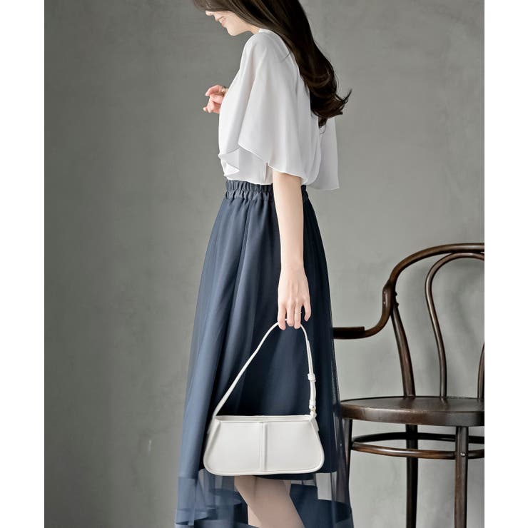 フロントタックバイカラーフレアー袖ブラウス | rps | 詳細画像29 