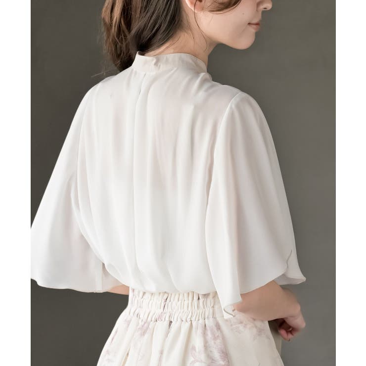 フロントタックバイカラーフレアー袖ブラウス | rps | 詳細画像8 