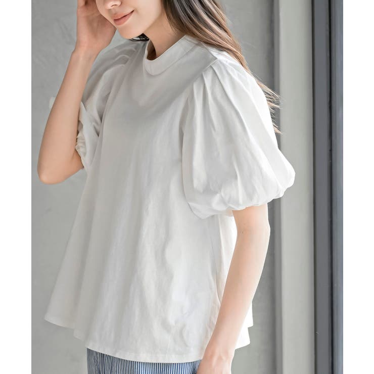 オフホワイト | スタンドカラーパフスリーブＴ | rps