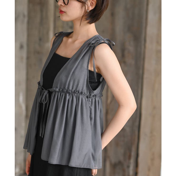 CHACグレー | 光沢シアーリボンベスト | rps