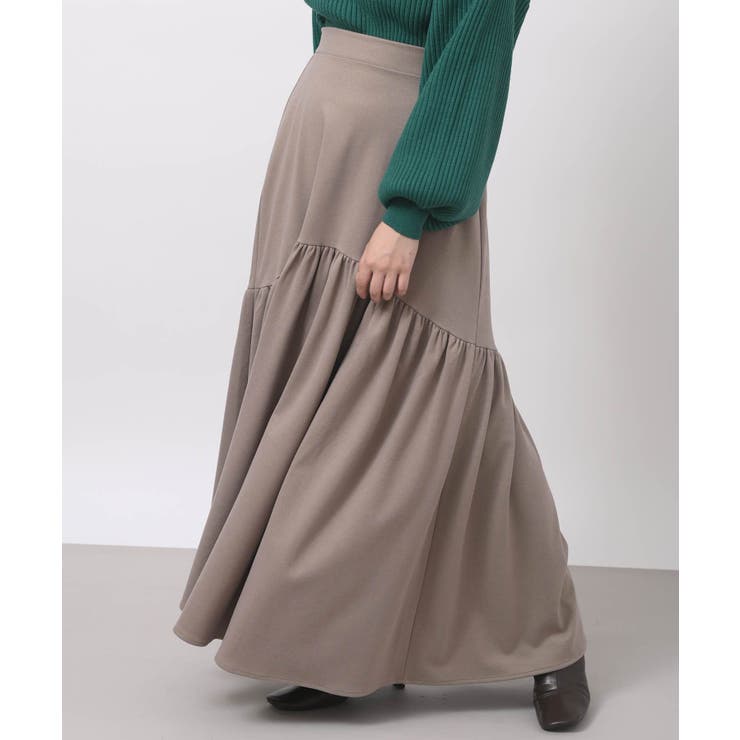 maison de Rメゾンドアール プリーツスカート マキシ丈 モカグレージュ  