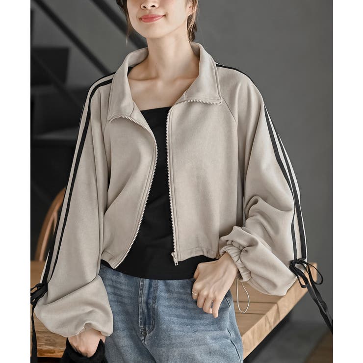 リボン袖スエードポンチトラックジャケット | rps | 詳細画像14 