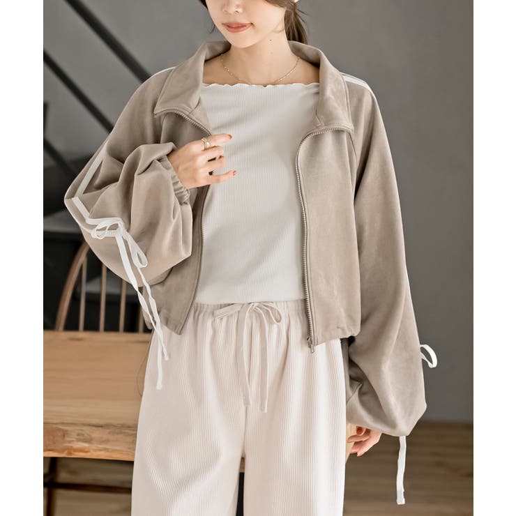 リボン袖スエードポンチトラックジャケット | rps | 詳細画像22 