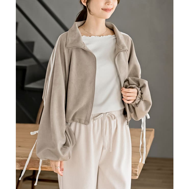 リボン袖スエードポンチトラックジャケット | rps | 詳細画像25 