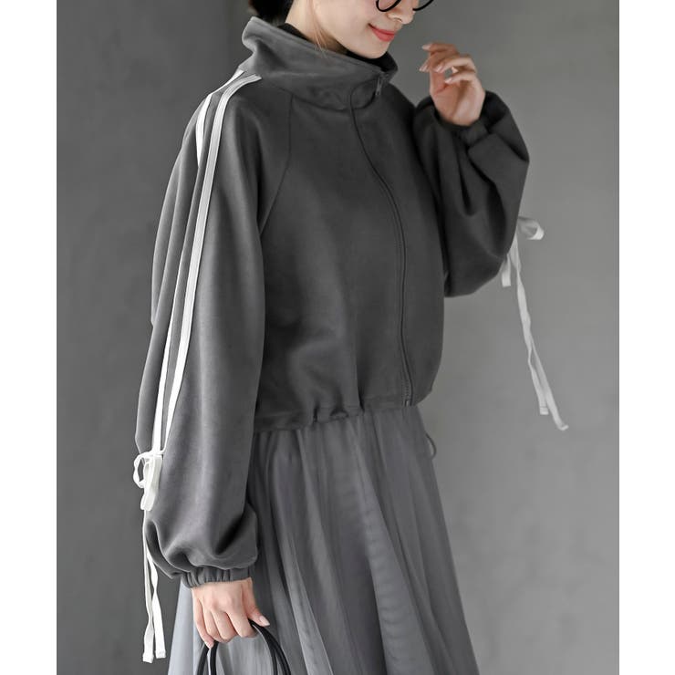 リボン袖スエードポンチトラックジャケット | rps | 詳細画像8 