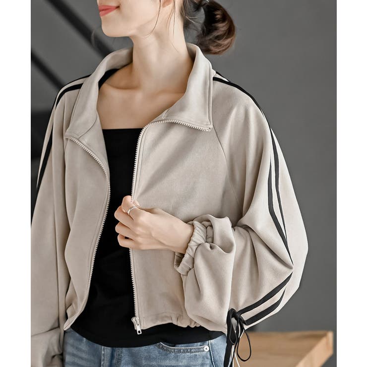 グレージュ | リボン袖スエードポンチトラックジャケット | rps