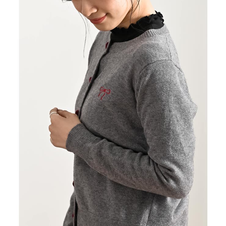 リボン刺繍＆ハートボタンクルーネックカーディガン | rps | 詳細画像21 