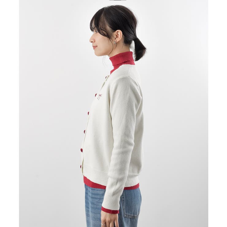 リボン刺繍＆ハートボタンクルーネックカーディガン | rps | 詳細画像22 