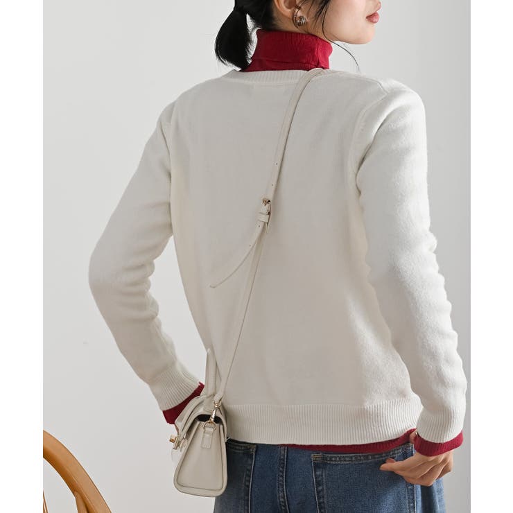 リボン刺繍＆ハートボタンクルーネックカーディガン | rps | 詳細画像6 