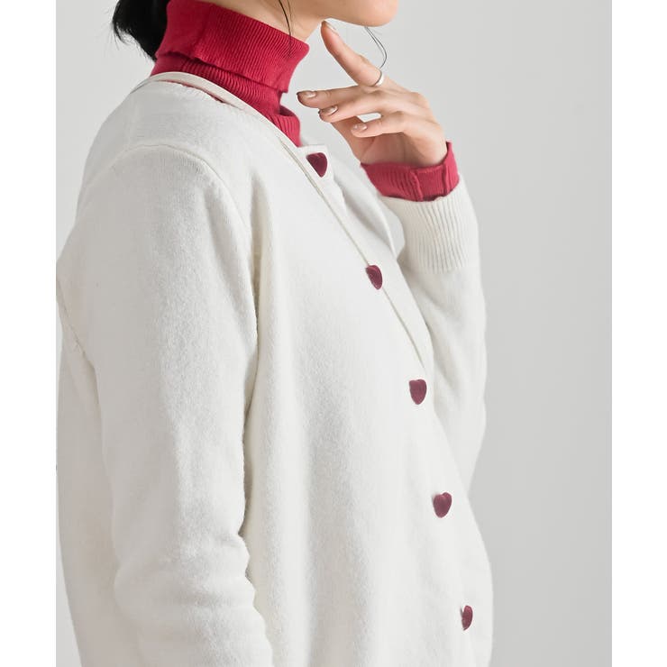 リボン刺繍＆ハートボタンクルーネックカーディガン | rps | 詳細画像7 