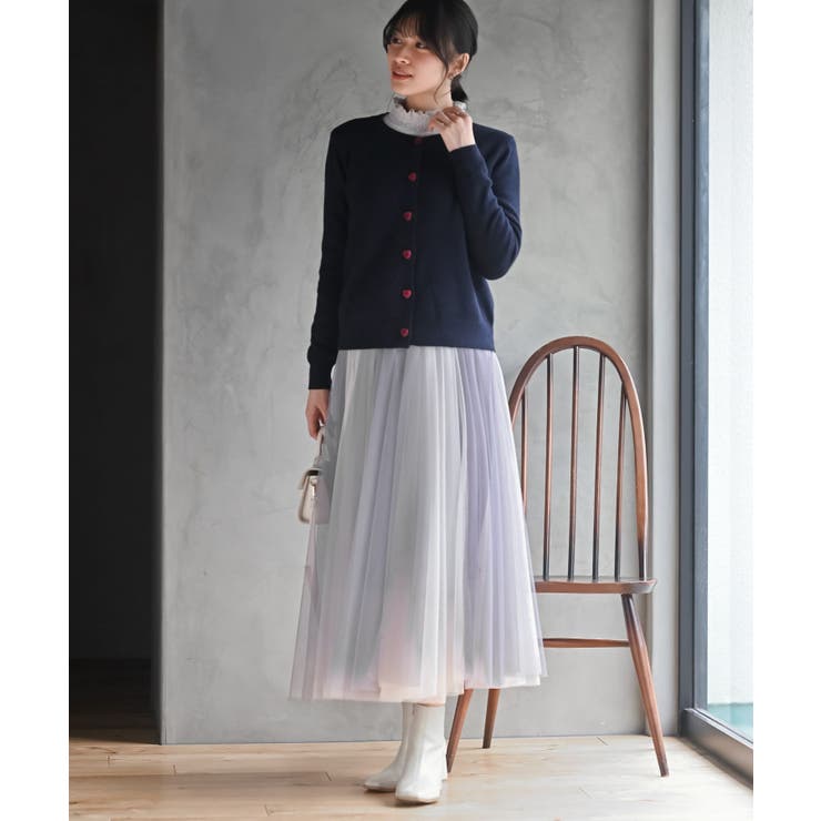 リボン刺繍＆ハートボタンクルーネックカーディガン | rps | 詳細画像9 