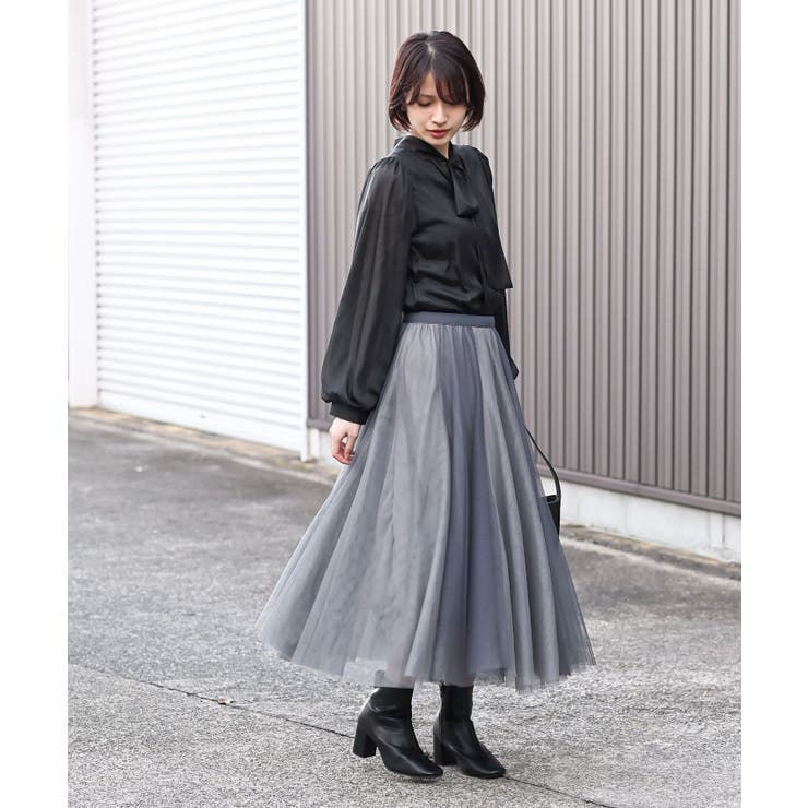 バイカラースーパーフレアーチュールスカート | rps | 詳細画像21 